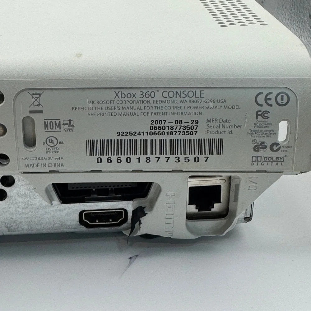 Microsoft Xbox 360 Console White HDMI For Parts Repair Untested